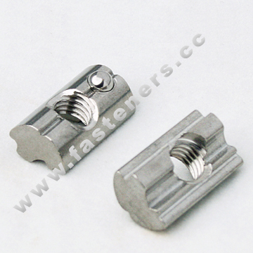 Stainless Steel Roll-in T-slot Nut with Spring Ball,Half Round Nut,T-Slot Nuts,half round Spring nut,Ball Nuts
